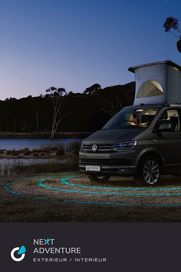 VW Volkswagen T6 Tuning Konzept von SCEND TUNING für Mutlivan und Caravan-Modelle, Ansicht Front Exterieur, Leistungssteigerung, Felgen ABT Sport GR 20, Intelligente Beleuchtung, stromsparend und ABT Chiptuning